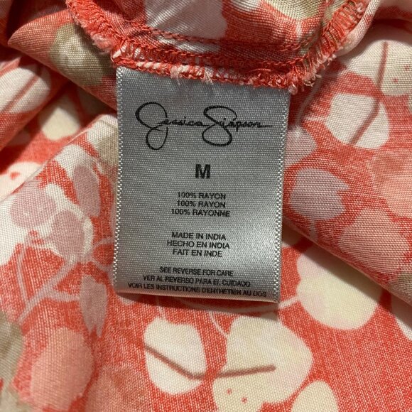 Jessica Simpson Blouse Womens Medium Floral Print Boho Peasant Top - Picture 5 of 9